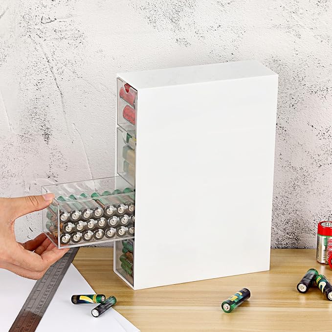 BTSKY 1 Pack White Acrylic Battery Storage Organizer - Image 2