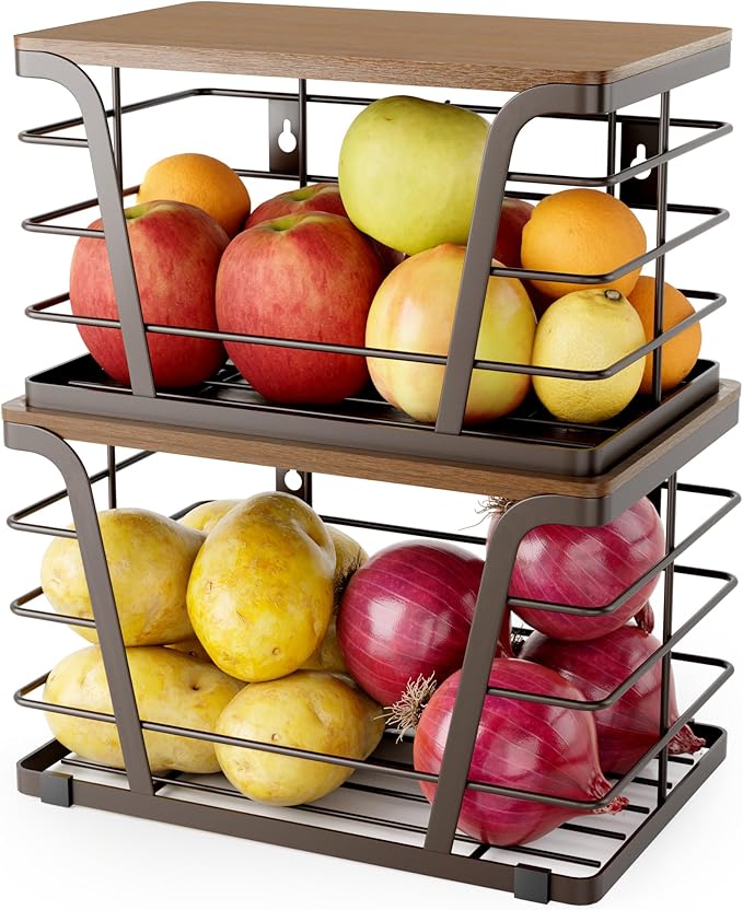 Extra Large 2 Pack Potato and Onion Storage Bins, Stackable Storage Pantry by TrashBagHolder
