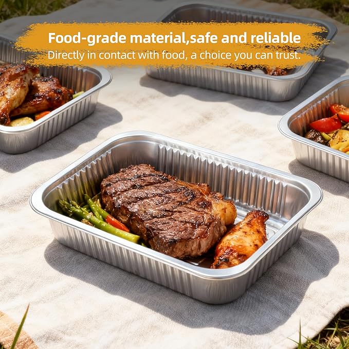 Aluminum Foil Pan with Lids, Heavy Duty Disposable Aluminum Baking Pans - Image 6