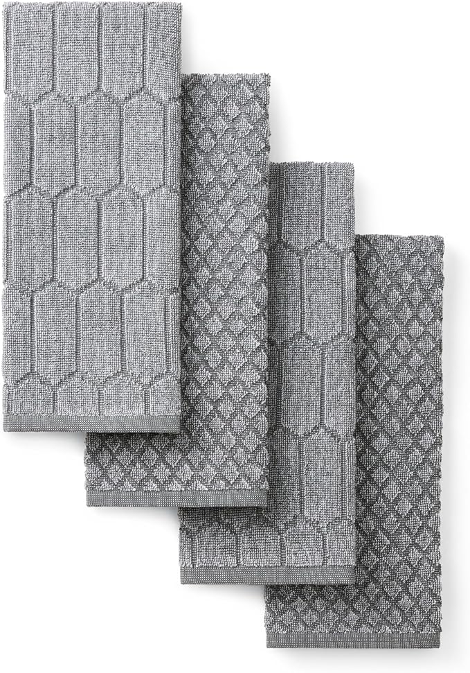 Martha Stewart Honeycomb Chambray Textured Kitchen Towel 4-Pack Set, 100% Cotton by MarthaStewart