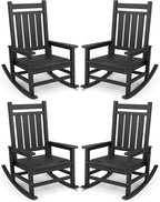 SERWALL Oversized Outdoor Rocking Chair Set of 4, HDPE Rocker for Adults, Patio Rocking Chairs for Porch, Black by SERWALL