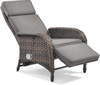 Zero Gravity Wicker Patio Recliner Chair - Wicker Outdoor Lounge Chair with Adjustable Backrest & Footrest, All Weather Outdoor Reclining Chairs with Thick Cushion for Pool Deck Gray - Image 7