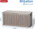 EasyUp 85 Gallon Outdoor Storage Box, Resin Waterproof UV-Resistant Deck Box, Reinforced Stability for Patio, Garden, and Poolside, Striped Gray - Image 2