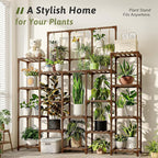 Plant Stand Indoor Outdoor 63" Tall Plant Shelf for Plants 14-Tier Large Plant Sheves for Living Room Heavy Duty Plant Rack Garden Balcony Patio Hanging Planter - Image 2