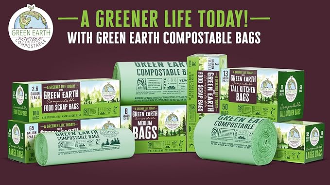 Green Earth Compostable Small Kitchen Food Scrap Trash Bags, Compost Bin - Image 6