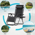 Homall Zero Gravity Chair Patio Folding Lawn Outdoor Lounge Gravity Camp Reclining Lounge Chair with Cup Holder Pillows for Poolside Backyard and Beach Set of 4 (Black) - Image 6