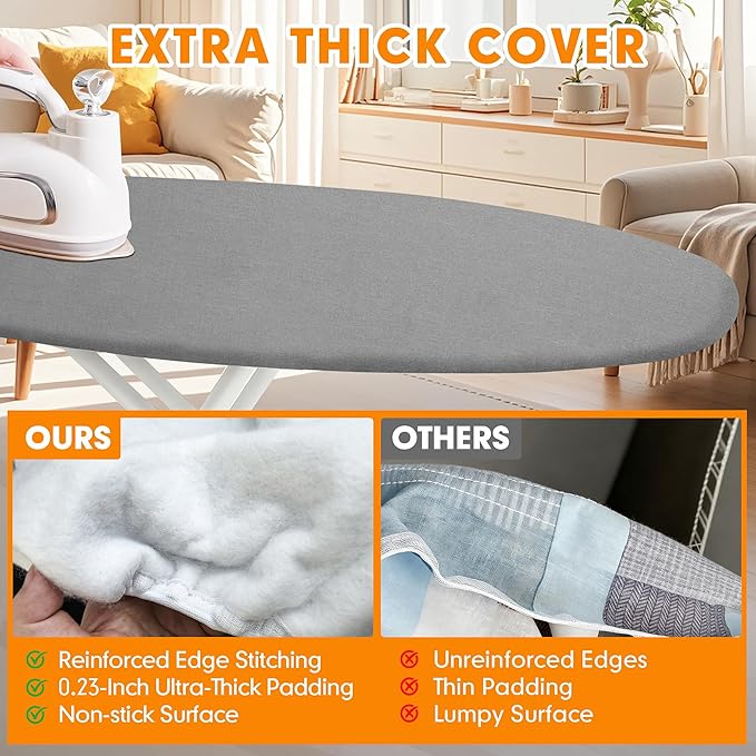 Ironing Board Cover and Pad, 15x54 Standard Size Thick Iron Padding, Scorch & - Image 3