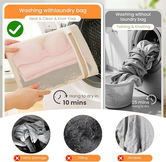 4Pcs Large Cotton Mesh Laundry Bags - Image 4