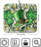 St Patrick's Day Shamrock Dish Drying Mat 16x18 inch Eucalyptus Leaves Dishes - Image 2