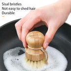 Natural Sisal Dish Washing Brush Bamboo Round Scrub Brush Pots Pans Vegetables - Image 3