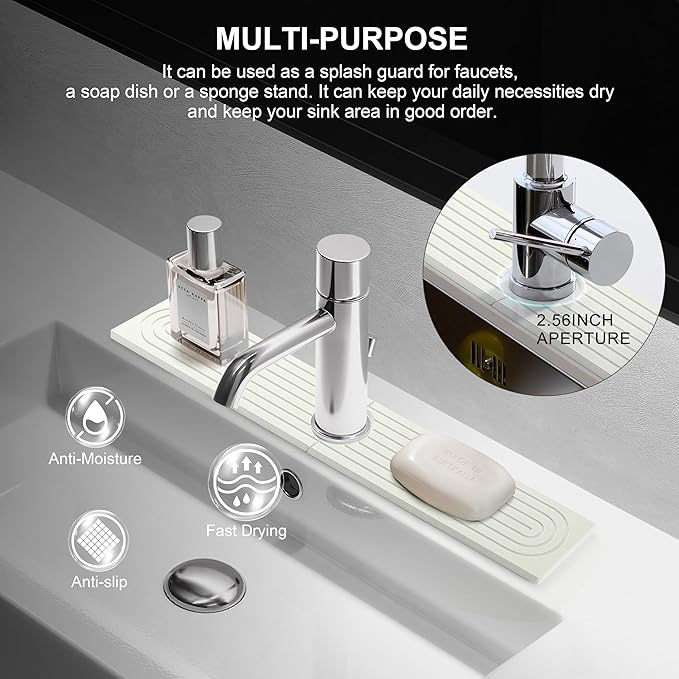 Faucet Mat for Kitchen Sink, Diatomite Fast Drying Stone Sink Tray, Super - Image 4