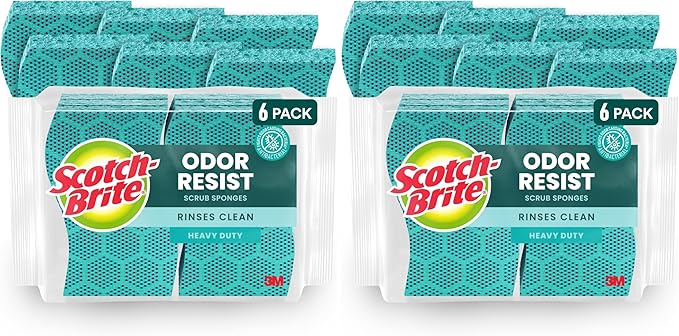 Scotch-Brite Odor Resist Heavy Duty Scrub Sponge, Dishwasher-Safe Kitchen by Scotch-Brite