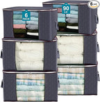 90L Large Storage Bags for Clothes, Blanket and Comforter, 6 Pack Foldable by Unknown
