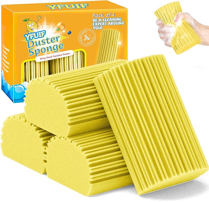 4 Pack Damp Clean Duster Sponge, Magic Sponge Eraser by YFUIF