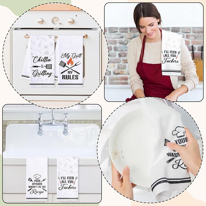 R HORSE 5Pcs BBQ Grilling Dish Towel Funny Barbecue Cooking Absorbent Kitchen - Image 5