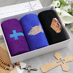 3 Pcs Easter Pastor Hand Towels, Christian Embroidered Religious Cross Cotton - Image 2
