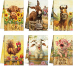 Breling Set of 6 Farmhouse Animal Kitchen Towels Funny Dish Towel Bathroom by Breling