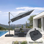 PURPLE LEAF 8 Feet Square Cantilever Umbrella Patio Umbrella with Base Outdoor Umbrella Aluminum Offset with 360-degree Rotation for Garden Deck Pool Patio Light Grey - Image 3