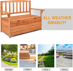 Outvita Outdoor Wood Storage Bench, Wooden Large Deck Box with Seating & Armrest, Waterproof Patio Organizer Loveseat for Garden Porch Deck Backyard Poolside, Natural - Image 7