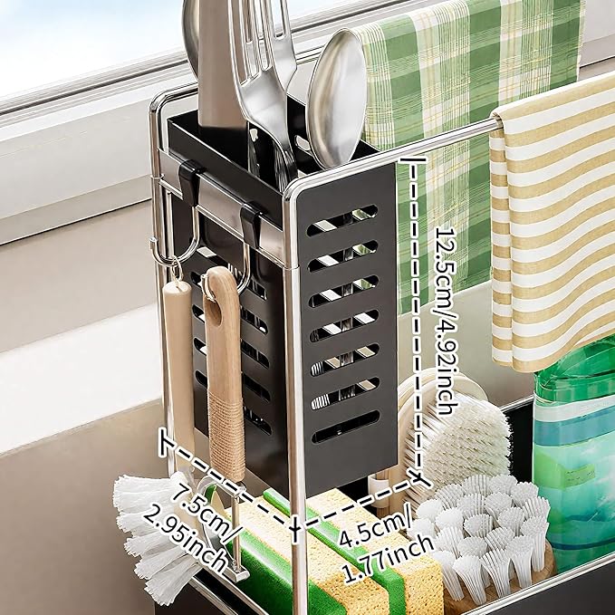 MOUKABAL Sponge Holder for Kitchen Sink, 2-Tier Sink Caddy Organizer - Image 3