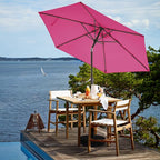 JEAREY 7.5FT Patio Umbrella Market Table Umbrella with 6 Sturdy Ribs, Push Button Tilt/Crank Outdoor Umbrella for Garden, Deck, Backyard, Pool and Beach,Rose Pink - Image 4