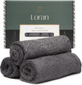 Charcoal Grey Washcloths Set of 6 Soft Facial Cloths 10” x 10” 100% Viscose by Loran