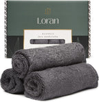 Charcoal Grey Washcloths Set of 6 Soft Facial Cloths 10” x 10” 100% Viscose by Loran