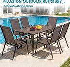Outdoor Stackable Chairs Set of 6, Stacking Patio Chairs with Textilene Fabric, Outside Furniture for Garden Backyard Balconie Poolside Deck, Brown - Image 7