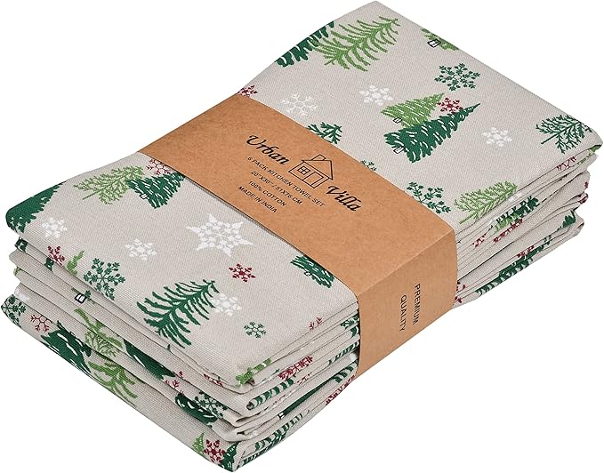 Urban Villa Kitchen Towels Christmas Green Trees Print Premium Quality - Image 8