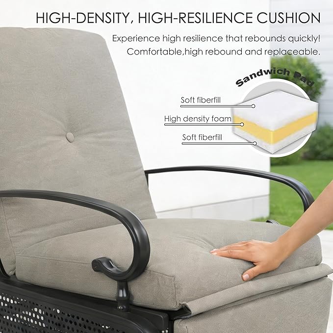 Kozyard Adjustable Outdoor Reclining Lounge Chair, Cushioned Patio Chaise Lounge with Extendable Metal Frame for Sunbathing, Reading & Relaxing – Comfortable Outdoor Recliner(Beige) - Image 3