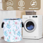 Cactus Flowers Laundry Basket Pink Floral Foldable Oxford Cloth Funny Tote Bag - Image 7