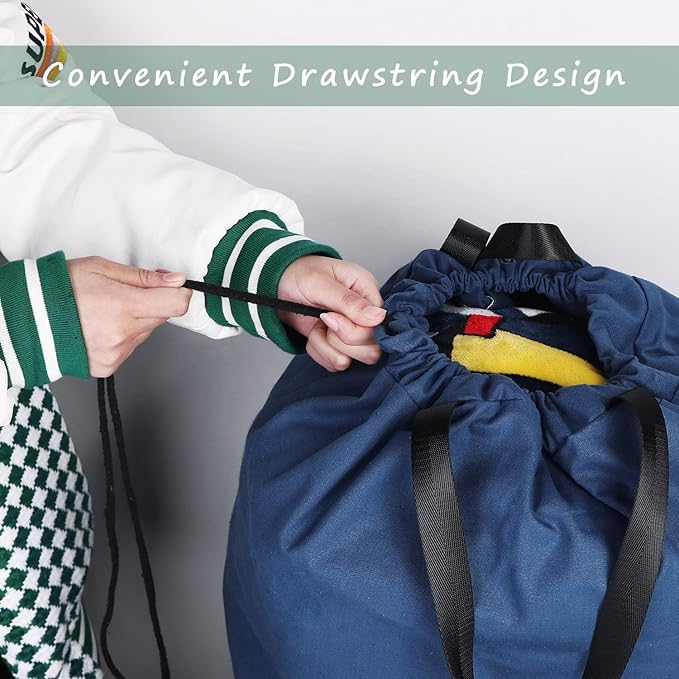 Cotton Canvas Laundry Bag with Handles & Drawstring Straps, Heavy Duty Extra - Image 3
