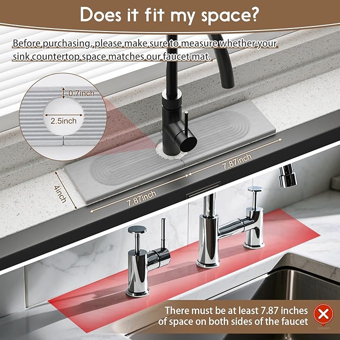 Faucet Mat for Kitchen Sink, Diatomite Quick Drying Tray, 15.8 Inch Kitchen - Image 3