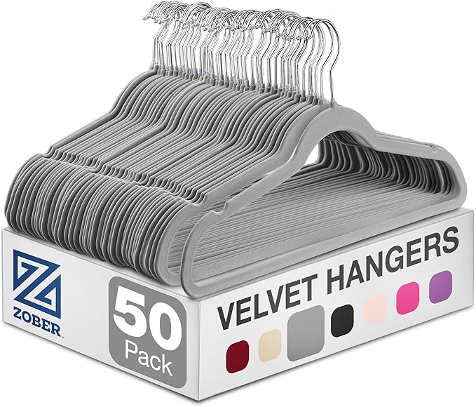 Zober Velvet Hangers 50 Pack by ZOBER
