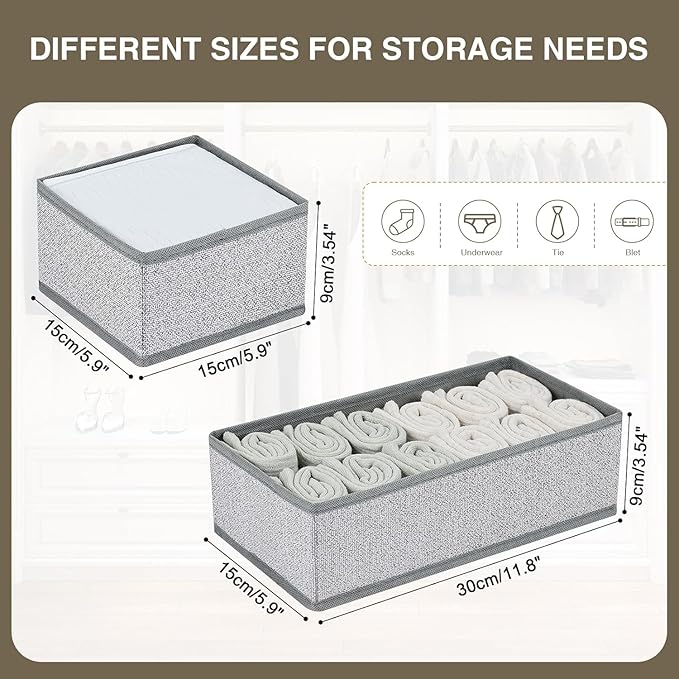 DIMJ Drawer Organizer Clothes Set of 8, Foldable Closet Drawer Bins, Underwear - Image 5