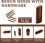 evory 6 Pack Wood Wall Hooks, Rustic Wooden Coat Hooks Wall Mount, Hat Hooks - Image 4