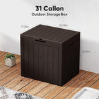NEWBULIG 31 Gallon Outdoor Storage Box, Waterproof Deck Box with Lockable Lid, Patio Furniture Bench & Side Table, Easy Assembly, for Garden, Pool, Patio & Backyard Organization, Brown - Image 2
