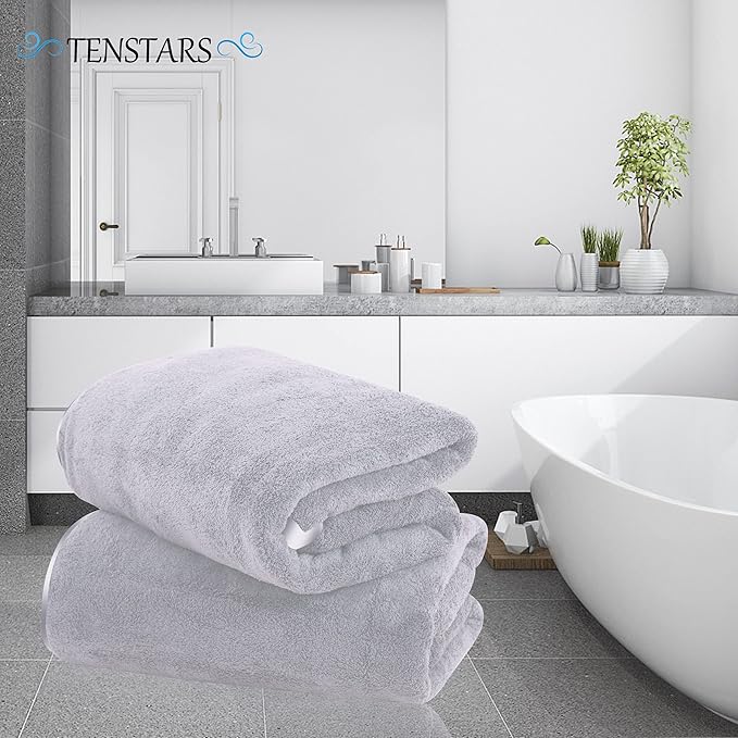 TENSTARS Silk Hemming Bath Towels - Image 3