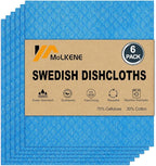 Swedish Dishcloths for Kitchen | 6 Pack Absorbent Cellulose Sponge Cloths by MoLKENE