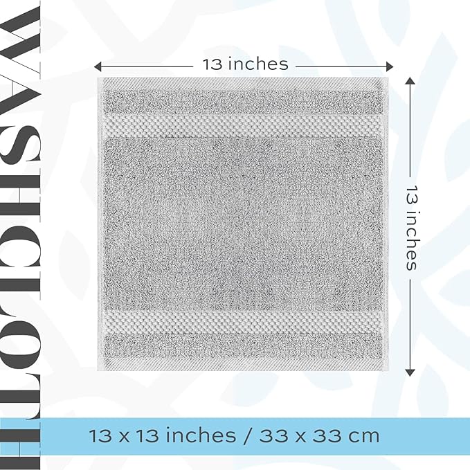 White Classic Luxury Cotton Washcloths 13x13 Inch - Image 6