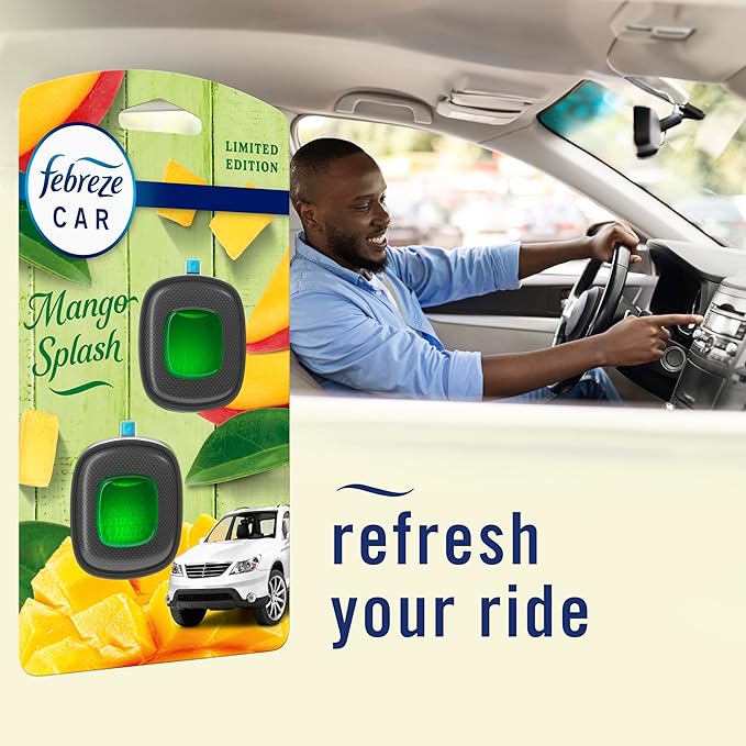 Febreze Car Air Freshener Vent Clip Multipack Mango Splash Scent, Long Lasting - Image 6