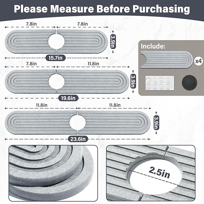 2 Set/4PCS Faucet Mat for Kitchen Sink Splash Guard Faucet Mat Absorbent - Image 2