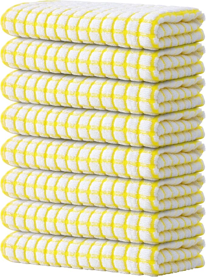 Kitinjoy Cotton 8 Pack Terry Kitchen Towels, 16 x 25 Inches Super Soft and by Kitinjoy
