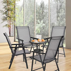 Giantex Set of 4 Folding Patio Chairs, Outdoor Portable Dining Chairs for Garden Camping Poolside Beach Deck Lawn, 4-Pack Sling Armchairs, Metal Frame, Grey - Image 10