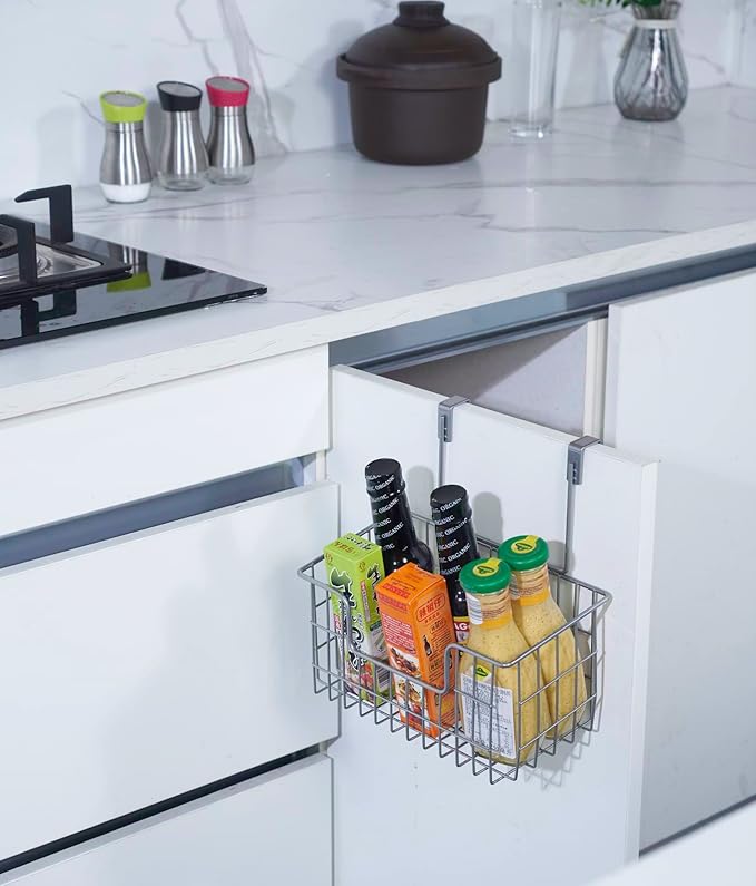 Wire Hanging Storage Basket 2 Packs, Wall Mounted Kitchen Bathroom Storage - Image 5