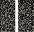 Black Spring Floral Hand Towels by Aytipun