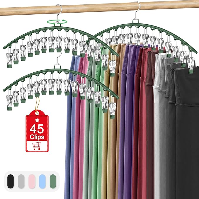 3 Pack Legging Organizer for Closet Hanging, Pants Hangers by Besslly