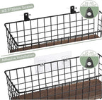 Wall Hanging Baskets 3 Pack, Diversified Wire Basket Shelves of Wooden Style - Image 3
