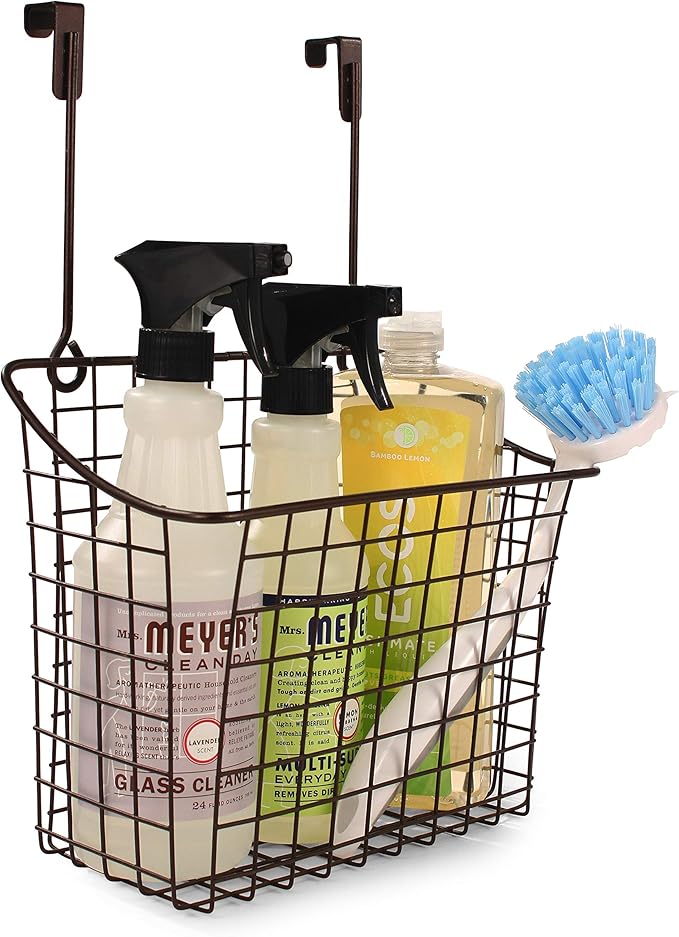 Spectrum Large Over Cabinet Door Organizer Bronze Wire Storage Basket - Image 3