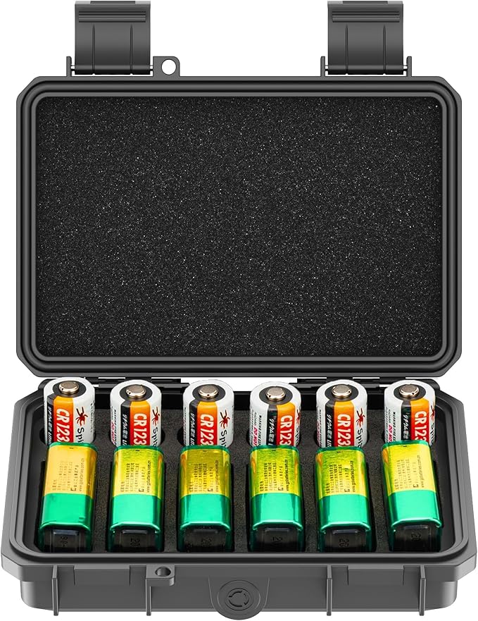 KIWIFOTOS 12 Slots 9V & CR2 CR123A Battery Storage Organizer Case IP67 by KIWIFOTOS